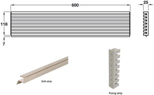 Tuuletusritilä, 600 x 125 mm, musta hinta ja tiedot | IMA Kodin remontointi | hobbyhall.fi