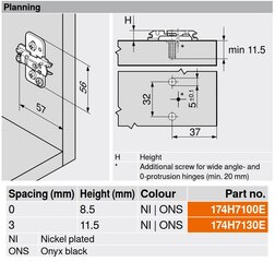 10 x Blum cross CLIP saranalevyt, 0 mm, EXPANDO, epäkeskisesti säädettävä, nikkelin väri hinta ja tiedot | Muut huonekalutarvikkeet | hobbyhall.fi