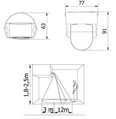 Liiketunnistin GTV CR-9 hinta ja tiedot | GTV Kodin turvajärjestelmät | hobbyhall.fi