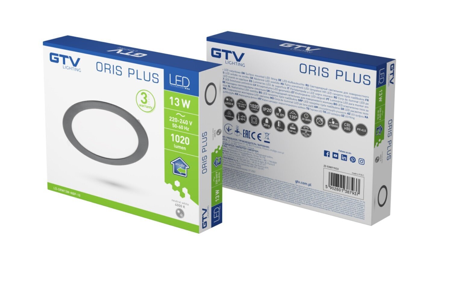 GTV sisäänrakennettu lamppu LD-ORW13W-NBP-10 hinta ja tiedot | Upotettavat valaisimet ja LED-valaisimet | hobbyhall.fi