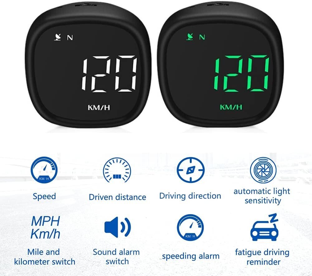QINGQUE Digitaalinen GPS-nopeusmittari HUD Väsymysmuistutus Musta hinta ja tiedot | Lisätarvikkeet autoiluun | hobbyhall.fi