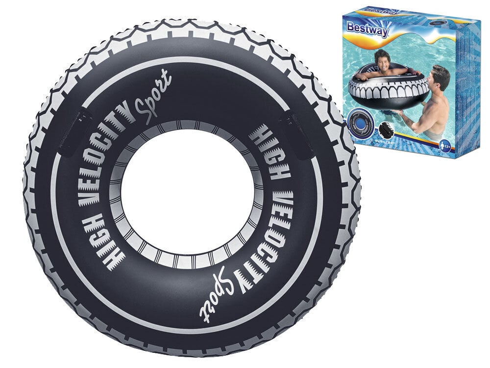 Bestway Puhallettava uintipyörä "Tyre" 119cm hinta ja tiedot | Puhallettavat vesilelut ja uima-asusteet | hobbyhall.fi