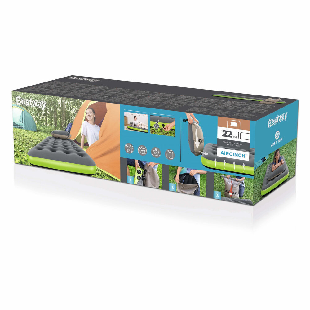 BESTWAY puhallettava matkapatja 188 x 99 x 22 cm hinta ja tiedot | Ilmapatjat | hobbyhall.fi