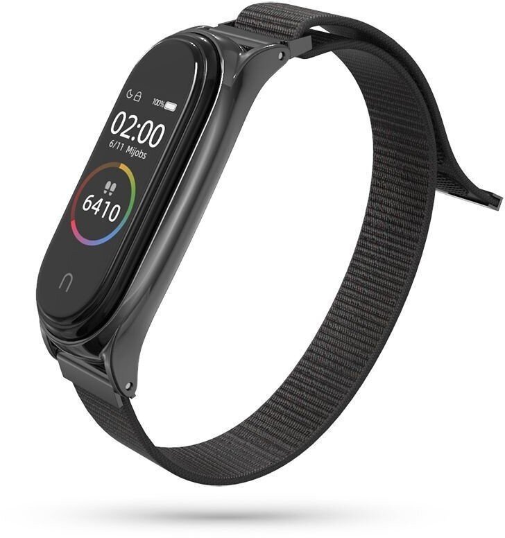 Tech-Protect kellon ranneke Nylon Xiaomi Mi Band 5/6, musta hinta ja tiedot | Älykellojen ja aktiivisuusrannekkeiden lisätarvikkeet | hobbyhall.fi