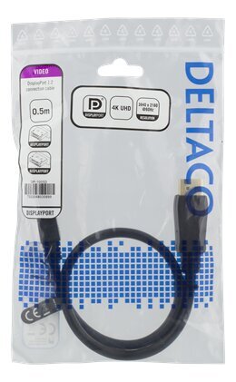 Deltaco DP-1005D, DisplayPort, 0,5 m hinta ja tiedot | Kaapelit ja adapterit | hobbyhall.fi