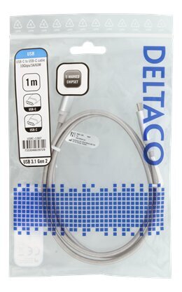 Deltaco-kaapeli USB3.1 C - C GEN2 3A, 1m, 10 Gbps hinta ja tiedot | Kaapelit ja adapterit | hobbyhall.fi