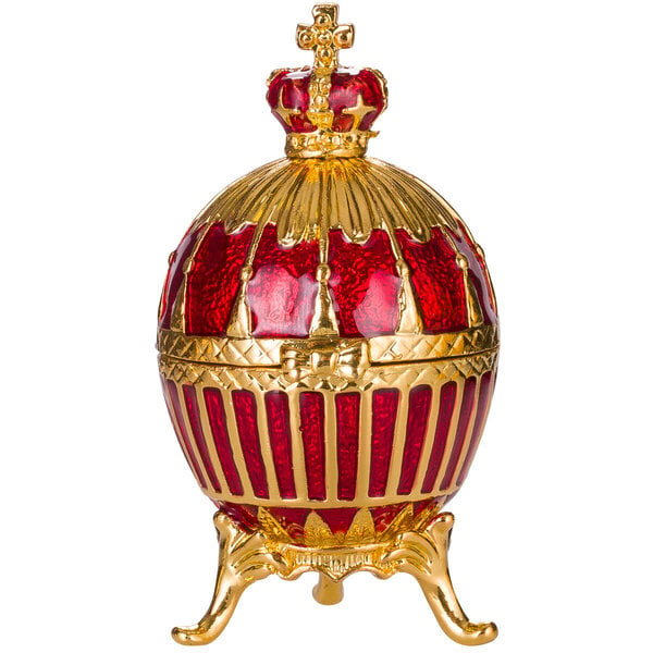 Faberge-tyylinen uurrettu muna, jalokivirasia keisarillisella kruunulla