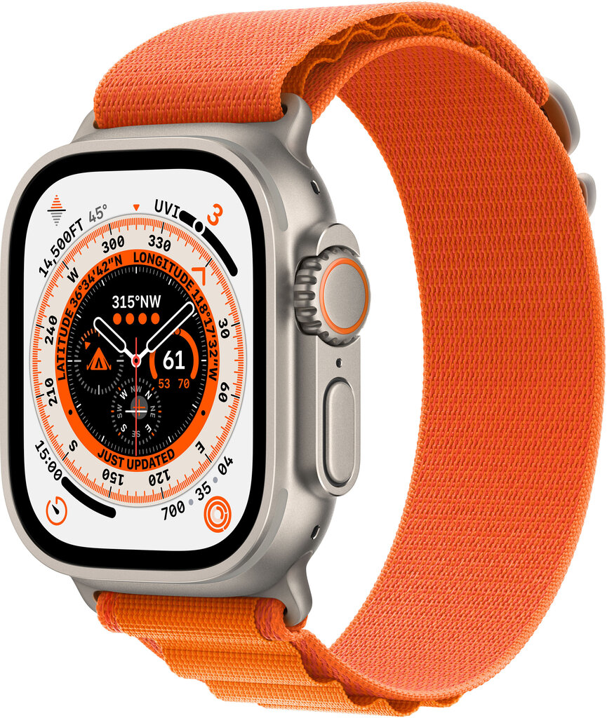APPLE Watch Ultra GPS + Cellular 49mm Titanium Case with Orange Alpine Loop - Medium hinta ja tiedot | Älykellot | hobbyhall.fi