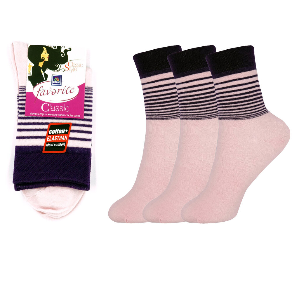 Naisten sukat Bisoks 22172 vaaleanpunainen, 3 paria hinta ja tiedot | Naisten sukat | hobbyhall.fi