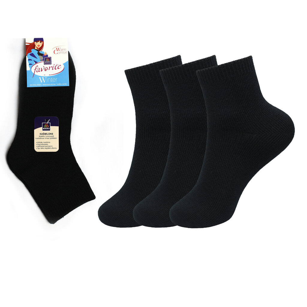Naisten lämpimät sukat Bisoks 22187 musta, 3 paria hinta ja tiedot | Naisten sukat | hobbyhall.fi