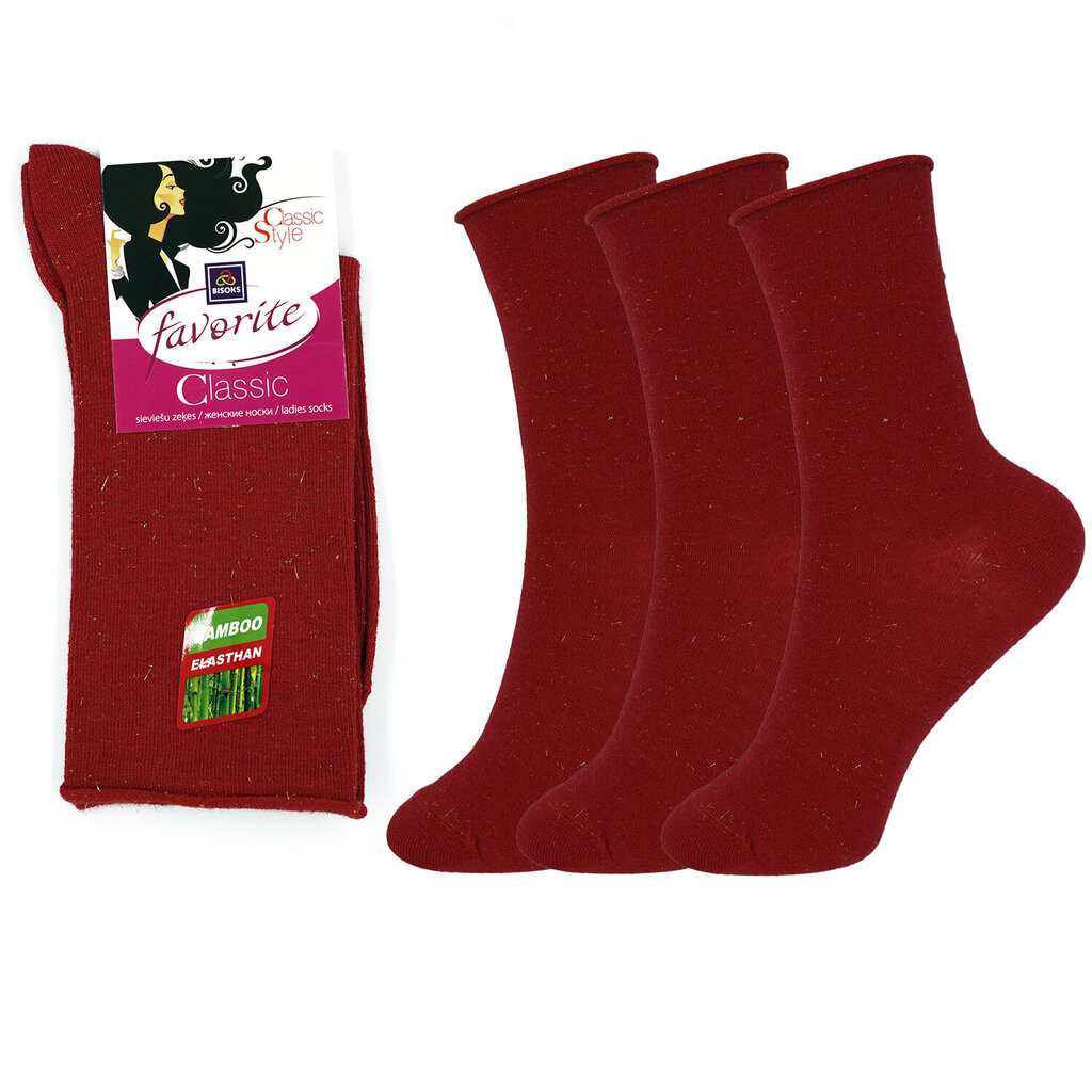 Naisten sukat Bisoks 22191 punainen, 3 paria hinta ja tiedot | Naisten sukat | hobbyhall.fi