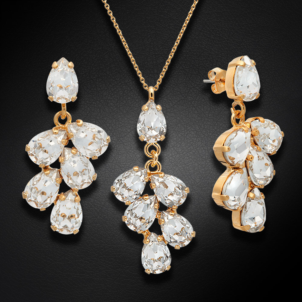 Naisten korusetti Diamond Sky Amber II Preciosa kristalleilla DS00S415 hinta ja tiedot | Kaulakorut | hobbyhall.fi
