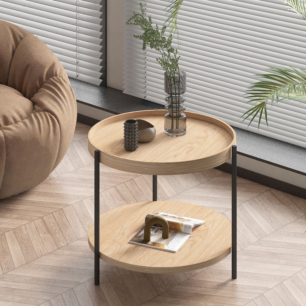 Sohvapöytä CINDY D50xH45cm, melamiinitammi hinta ja tiedot | Sohvapöydät | hobbyhall.fi