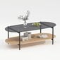 Sohvapöytä CINDY 120x55xH40cm, harmaa lasi/melamiinitammi hinta ja tiedot | Sohvapöydät | hobbyhall.fi