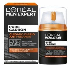 Puhdistusvoide L'Oreal Make Up Men Expert Pure Carbon Kosteuttaja Mattaviimeistely Anti-akne (50 ml) hinta ja tiedot | Kasvovoiteet | hobbyhall.fi