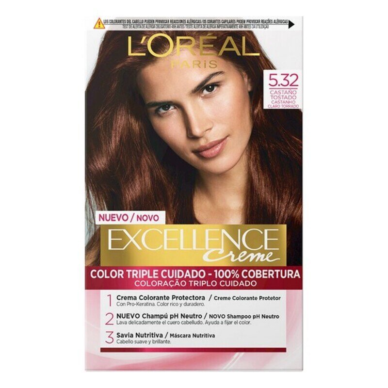 Pysyvä väriaine Excellence L'Oréal Paris 5.32 Ruskea hinta ja tiedot | Hiusvärit | hobbyhall.fi