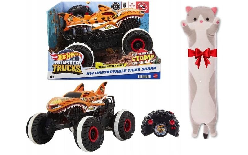 Hot Wheels Monster Trucks Tiger + pehmotyyny 50cm