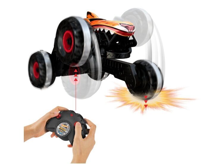 Hot Wheels Monster Trucks Tiger + pehmotyyny 50cm hinta ja tiedot | Poikien lelut | hobbyhall.fi