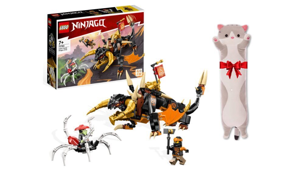 71782 LEGO® Ninjago® Colen maalohikäärme EVO + pehmotyyny Cat, 50 cm hinta ja tiedot | LEGOT ja rakennuslelut | hobbyhall.fi