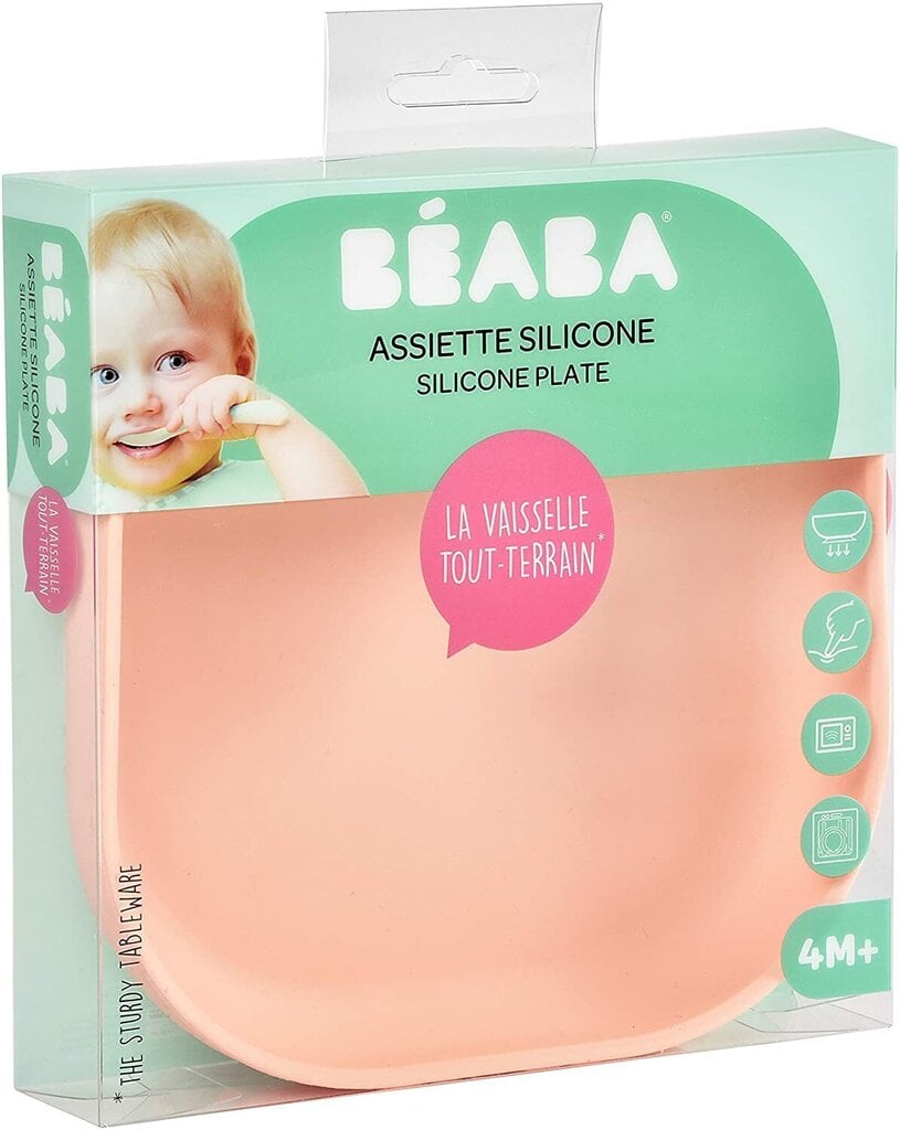 Beaba-lautanen liukumattomalla pohjalla, vaaleanpunainen, 4kk+ hinta ja tiedot | Vauvan ja lasten astiat | hobbyhall.fi