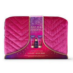 Lahjasetti naisille Baylis & Harding Midnight Fig & Pomegranate Deluxe Wash Bag vartalosuihke 100 ml + vartalovesi 100 ml + käsi- ja vartalovoide 100 ml hinta ja tiedot | Suihkusaippuat ja suihkugeelit | hobbyhall.fi