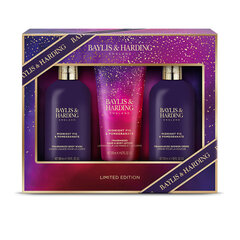 Lahjasetti naisille Baylis & Harding Midnight Fig & Pomegranate Luxury Bathing Essentials: vartalopesu 300 ml + suihkuvoide 300 ml + käsi- ja vartalovoide 200 ml hinta ja tiedot | Suihkusaippuat ja suihkugeelit | hobbyhall.fi