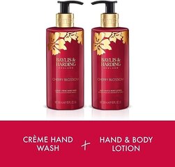 Lahjasetti naisille Baylis & Harding Boudiore Cherry Blossom Luxury Hand Care: käsienpesu 300 ml + käsi- ja vartalomaito 300 ml hinta ja tiedot | Vartalovoiteet ja -emulsiot | hobbyhall.fi