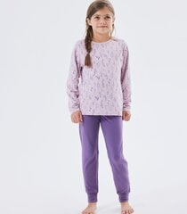 Name It lasten pyjamat 13221099*01, harmaa-vaaleanpunainen/lila 5715425947308 hinta ja tiedot | Tyttöjen kylpytakit ja pyjamat | hobbyhall.fi