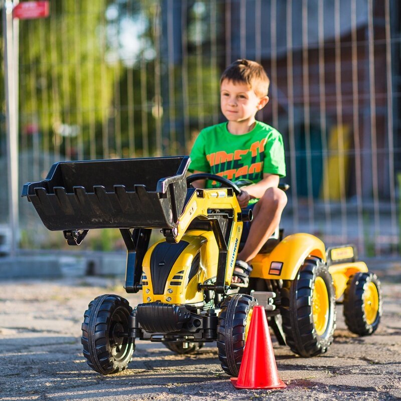 Suuri minitraktori perävaunulla ja lapiolla - Falk Kubota, keltainen hinta ja tiedot | Poikien lelut | hobbyhall.fi