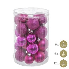 Joulupallot Fuksia Glitter 12,5 x 12,5 x 27 cm (27 osaa) hinta ja tiedot | Joulukuusen koristeet | hobbyhall.fi