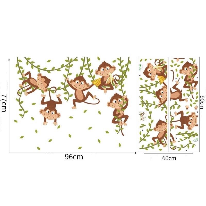 Lasten seinätarra Apinat hinta ja tiedot | Sisustustarrat | hobbyhall.fi