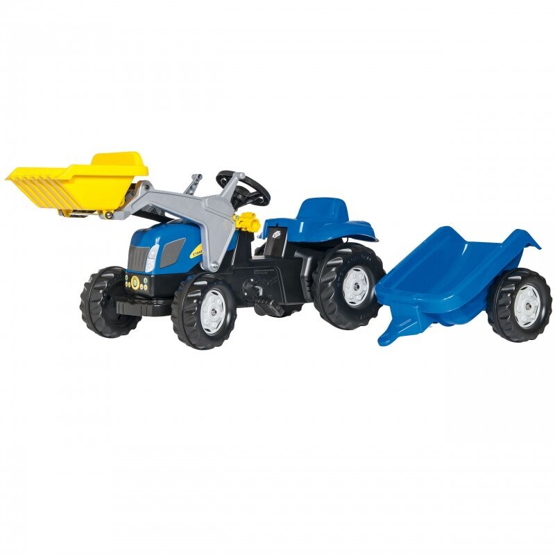 Rolly Toys Kid New Holland traktori kauhalla ja perävaunulla, sininen hinta ja tiedot | Poikien lelut | hobbyhall.fi