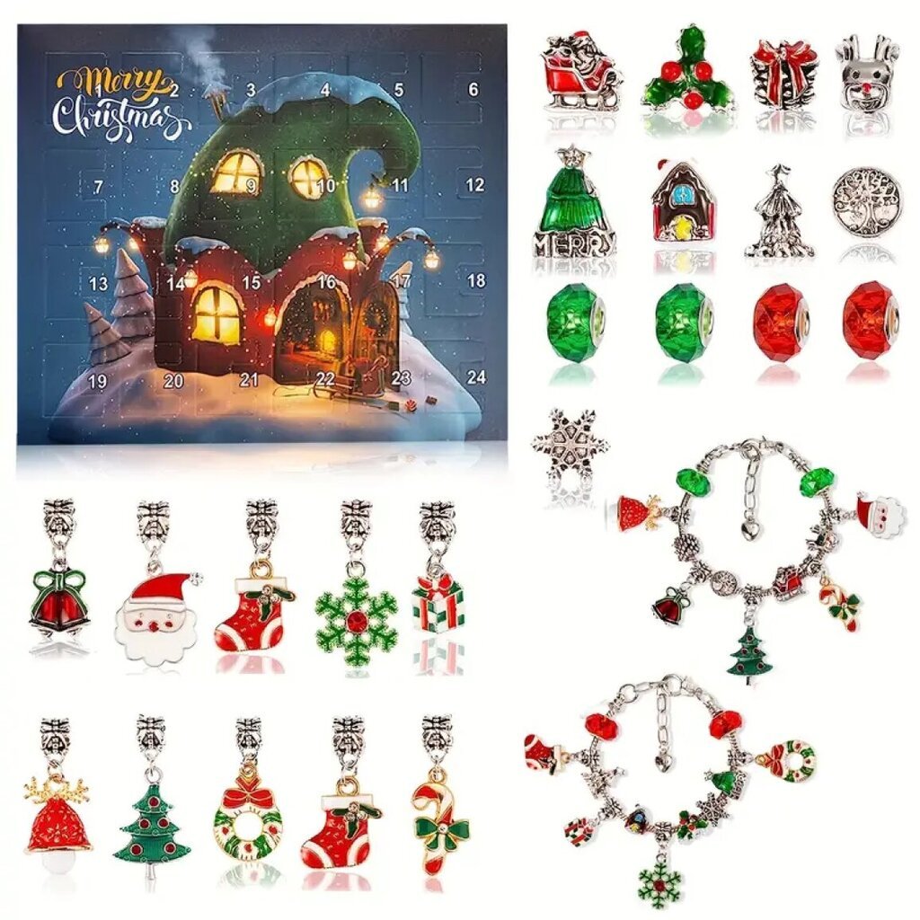 Joulukalenteri DIY koru Merry Christmas, 24 kpl. hinta ja tiedot | Tyttöjen lelut | hobbyhall.fi