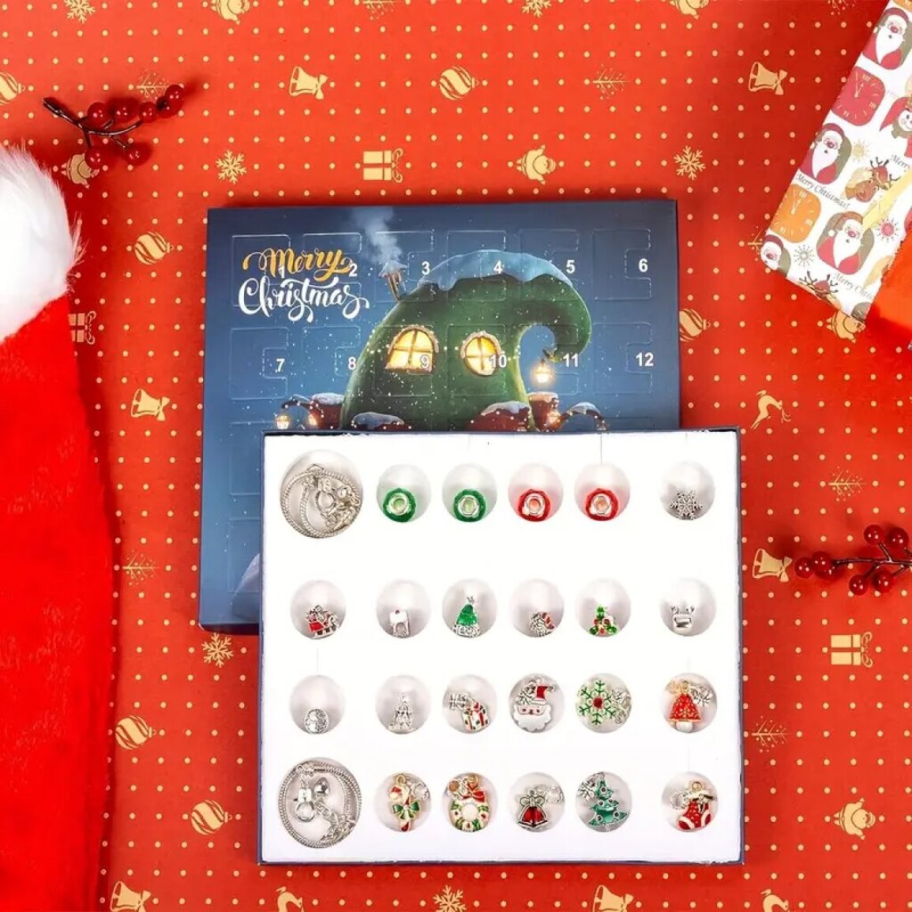 Joulukalenteri DIY koru Merry Christmas, 24 kpl. hinta ja tiedot | Tyttöjen lelut | hobbyhall.fi