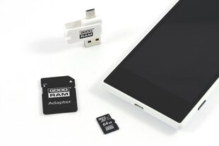 GoodRam microSDHC 64 GB CL10 muistikortti + sovitin + kortinlukija hinta ja tiedot | Goodram Matkapuhelimet ja tarvikkeet | hobbyhall.fi