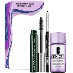 Koristekosmetiikkalahjasetti Clinique High Impact Mascara Set: ripsiväri Mascara Impact Optimal, 7 ml + silmänympäryskynä Quickliner For Eyes Intense, 0,14 g + meikinpoistoaine Meikinpoistoaine silmäluomille, ripsille & huulille, 30 ml hinta ja tiedot | Silmämeikit | hobbyhall.fi