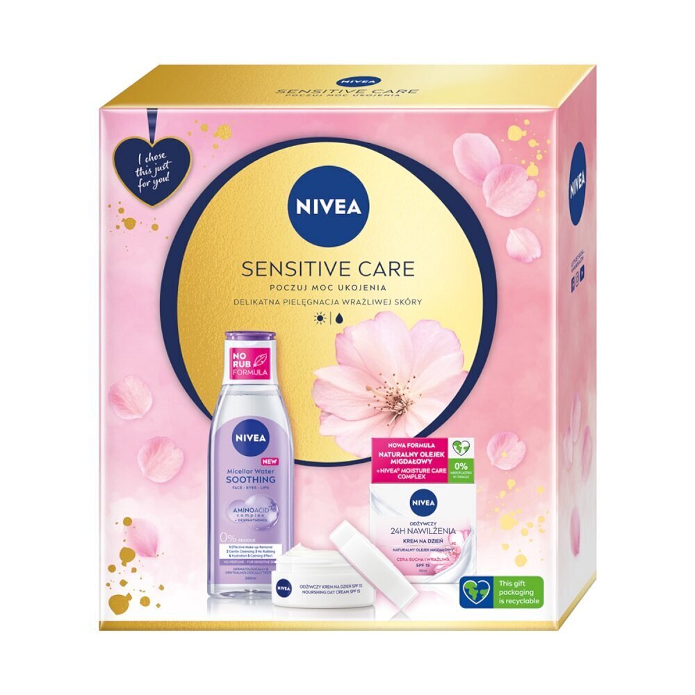 Kosmetiikkasetti Nivea Sensitive Care: kasvovoide, 50 ml + misellivesi, 200 ml hinta ja tiedot | Kasvojen puhdistusaineet | hobbyhall.fi