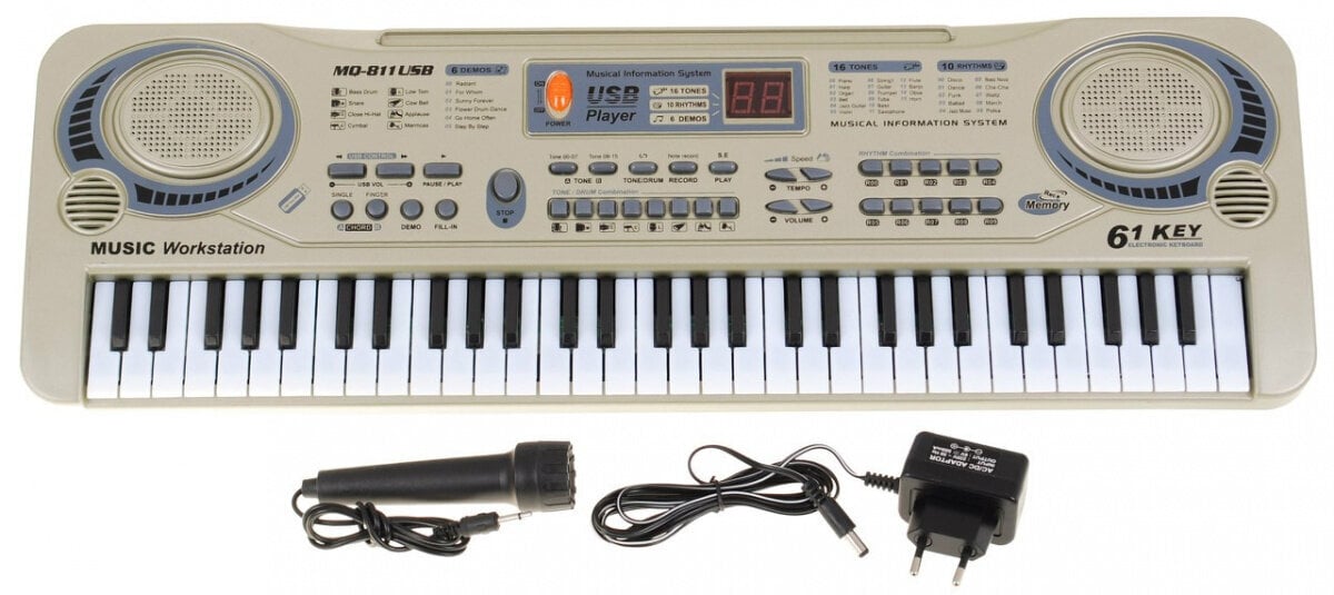 Lasten piano MQ-811USB, 61 näppäintä hinta ja tiedot | Kehittävät lelut | hobbyhall.fi