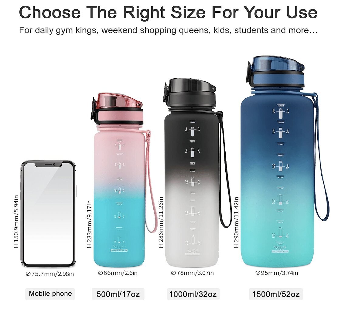 Juomapullo UZSPACE TRITAN 500 ml, BPA-vapaa muovi - Tummansininen hinta ja tiedot | Juomapullot | hobbyhall.fi