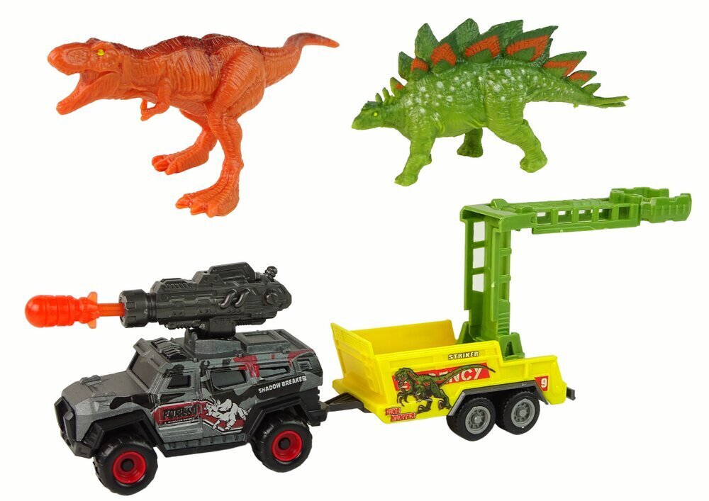 Dinosaurus ja auto ja perävaunu setti, harmaa hinta ja tiedot | Poikien lelut | hobbyhall.fi