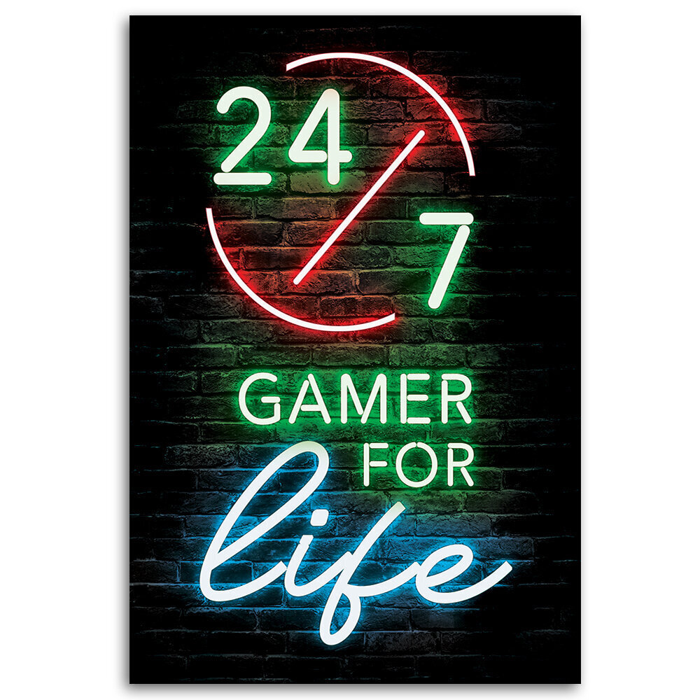 Kuva kankaalle, 24/7 Gamer for life hinta ja tiedot | Taulut | hobbyhall.fi