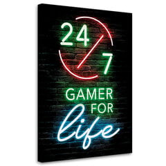 Kuva kankaalle, 24/7 Gamer for life hinta ja tiedot | Taulut | hobbyhall.fi