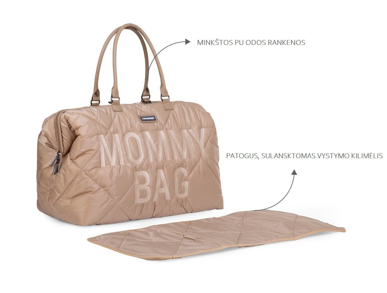 Laukku äideille Childhome MOMMY BAG, tikattu beige hinta ja tiedot | Vaunujen tarvikkeet | hobbyhall.fi