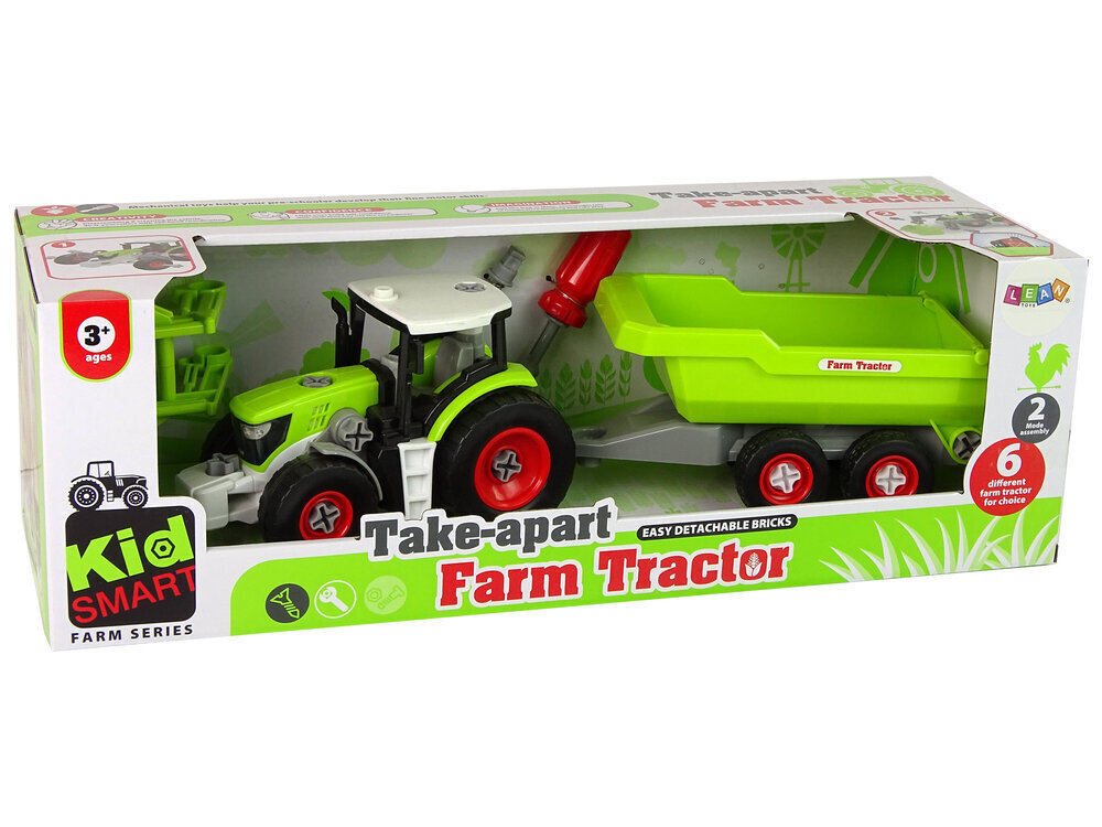 Traktori perävaunulla Lean Toys, vihreä hinta ja tiedot | Poikien lelut | hobbyhall.fi