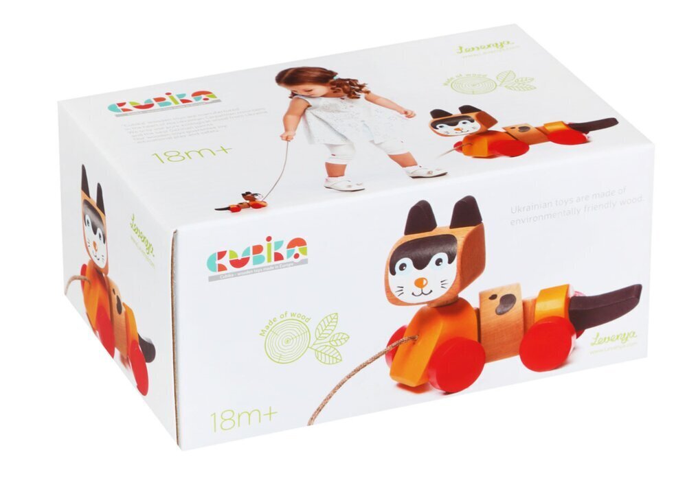 Puinen vetolelu Katinas Lean Toys hinta ja tiedot | Vauvan lelut | hobbyhall.fi