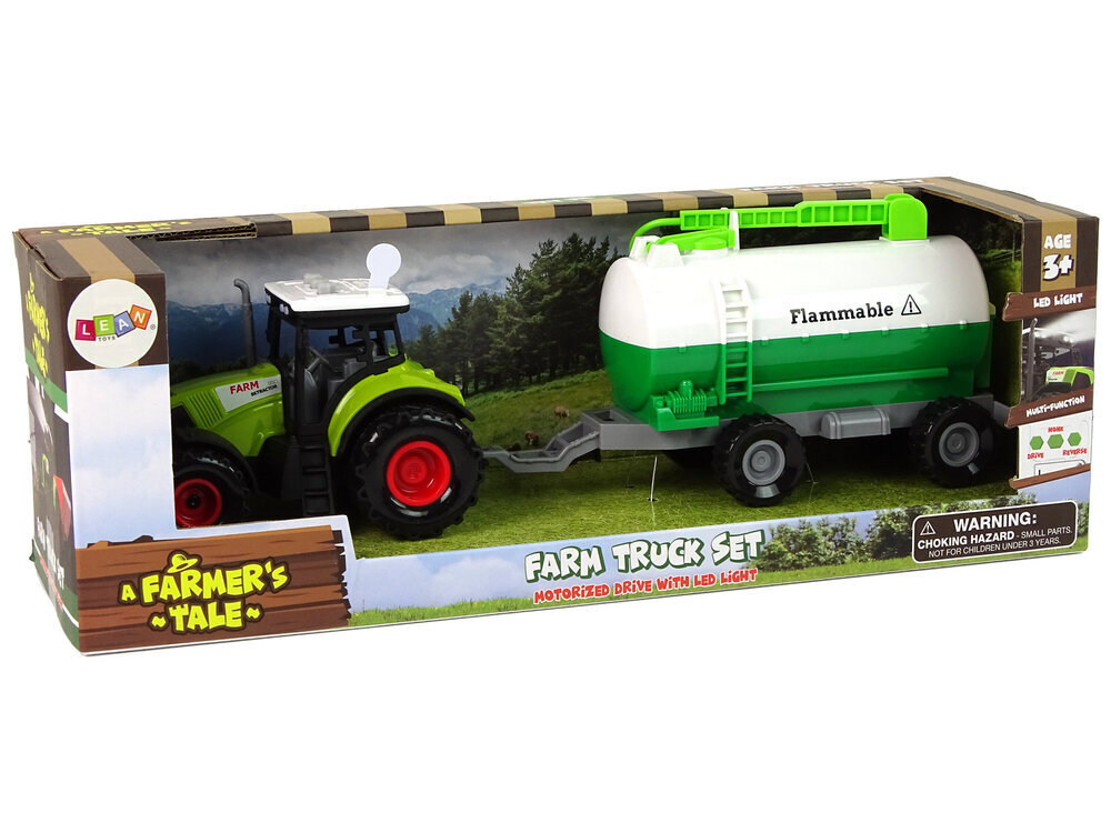 Traktori perävaunulla Lean Toys, vihreä hinta ja tiedot | Poikien lelut | hobbyhall.fi