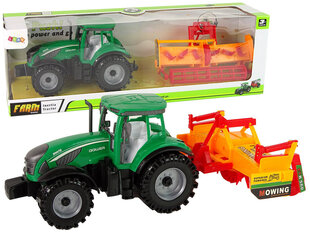Traktori kultivaattorilla Lean Toys, vihreä/oranssi hinta ja tiedot | Poikien lelut | hobbyhall.fi