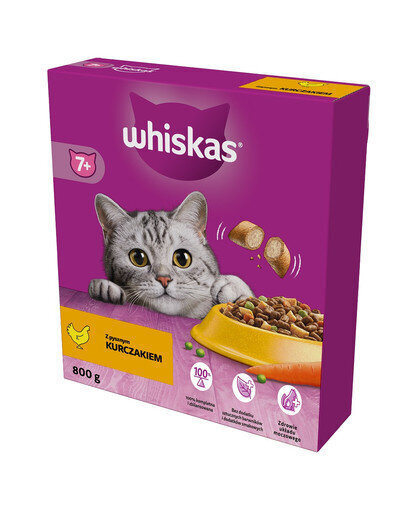 Täysravinto Whiskas Senior, kanaa, 5x800 g hinta ja tiedot | Kissan kuivaruoka | hobbyhall.fi