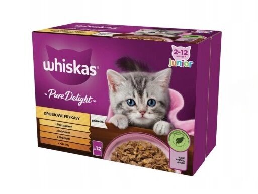 Whiskas Junior siipikarjaa, kanaa, kalkkunaa ja ankkaa, 48x85 g hinta ja tiedot | Kissanruoka | hobbyhall.fi