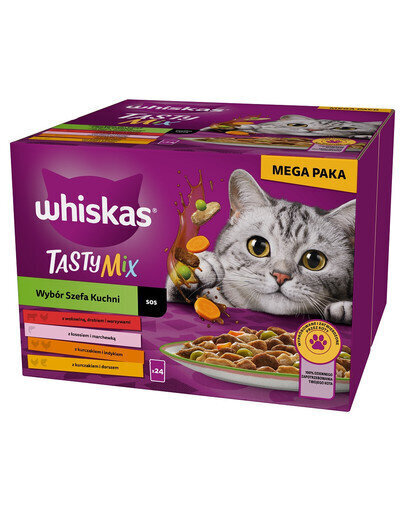 Whiskas aikuisille kissoille, naudanlihaa, lohta, kanaa ja kalkkunaa, kanaa ja turskaa, 48x85 g hinta ja tiedot | Kissanruoka | hobbyhall.fi